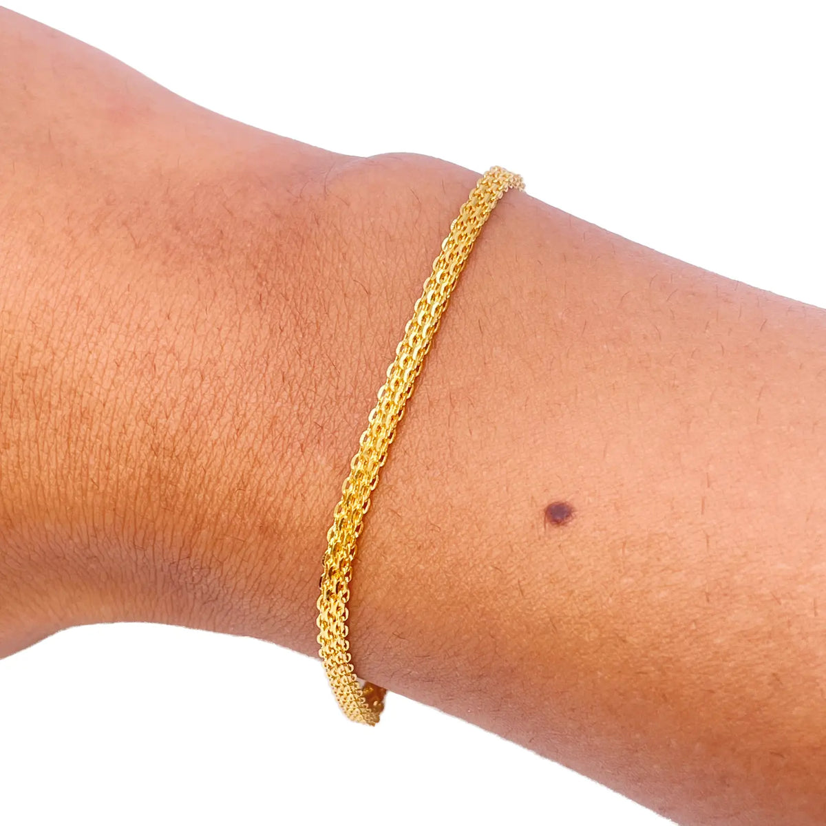 22ct Yellow Gold Flat High Polished Chain Bracelet 7'' inches 2.4mm Wide 