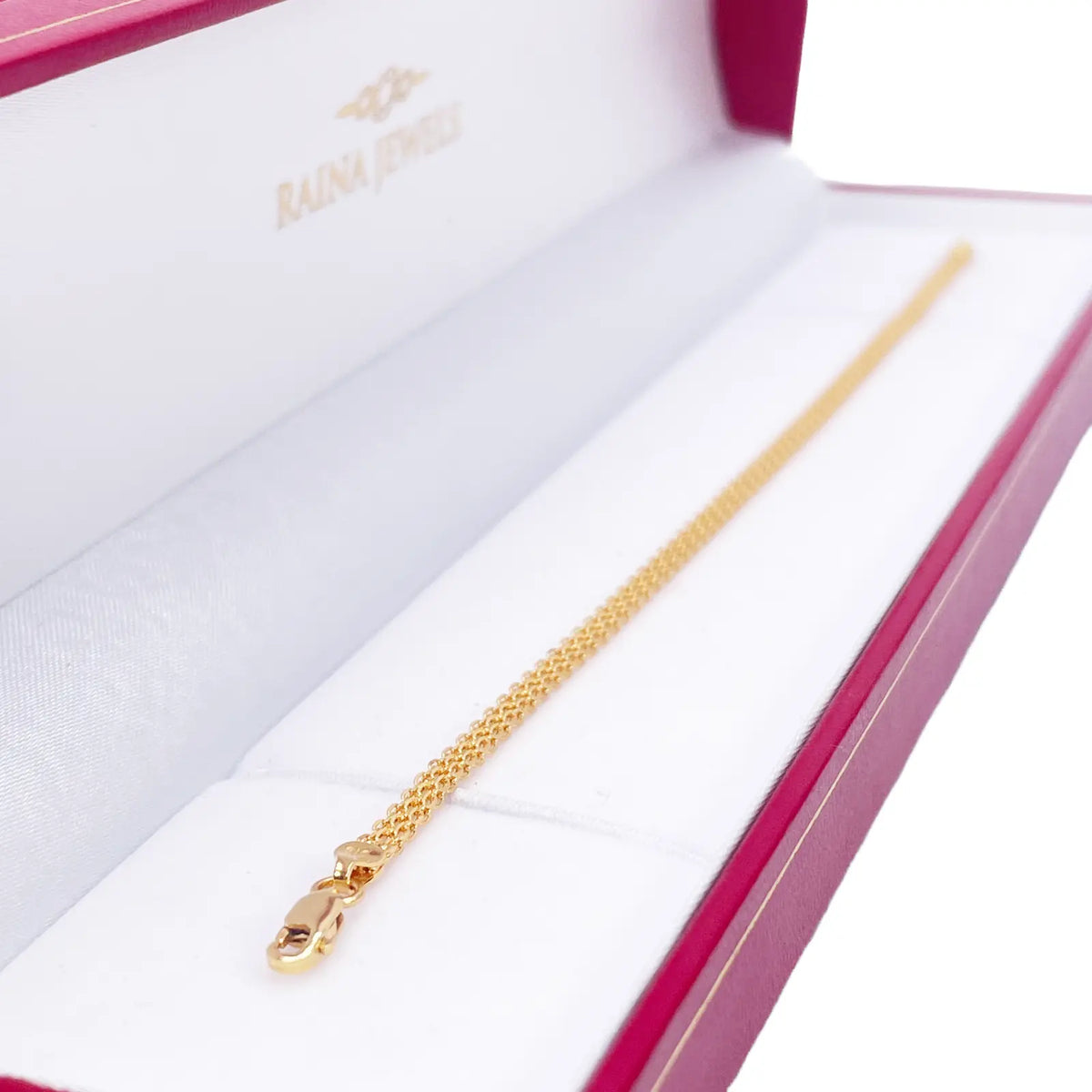 22ct Yellow Gold Flat High Polished Chain Bracelet 7'' inches 2.4mm Wide 