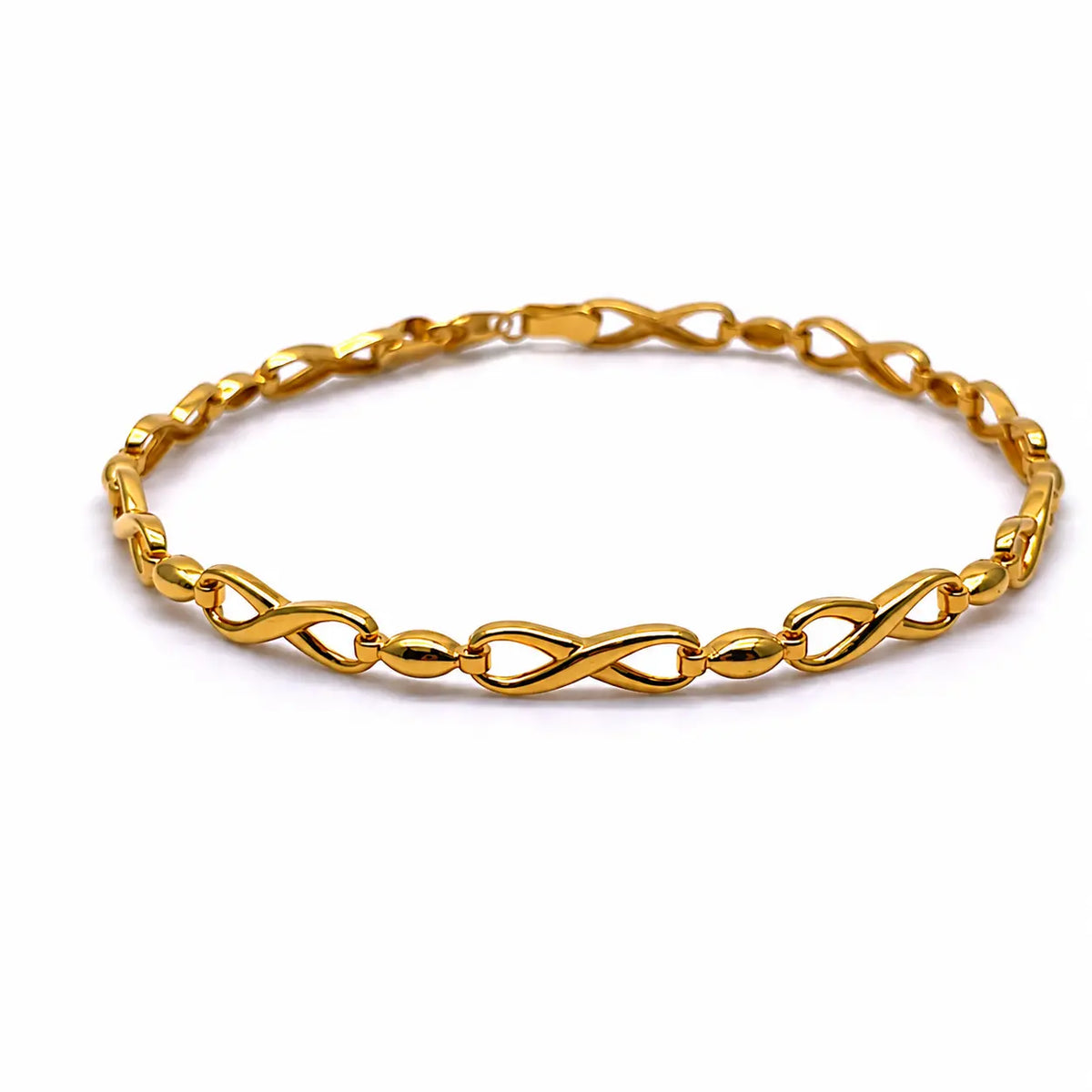 22ct Yellow Gold Flat High Polished Infinity Style Bracelet 7.2'' inches  Gold Bracelet