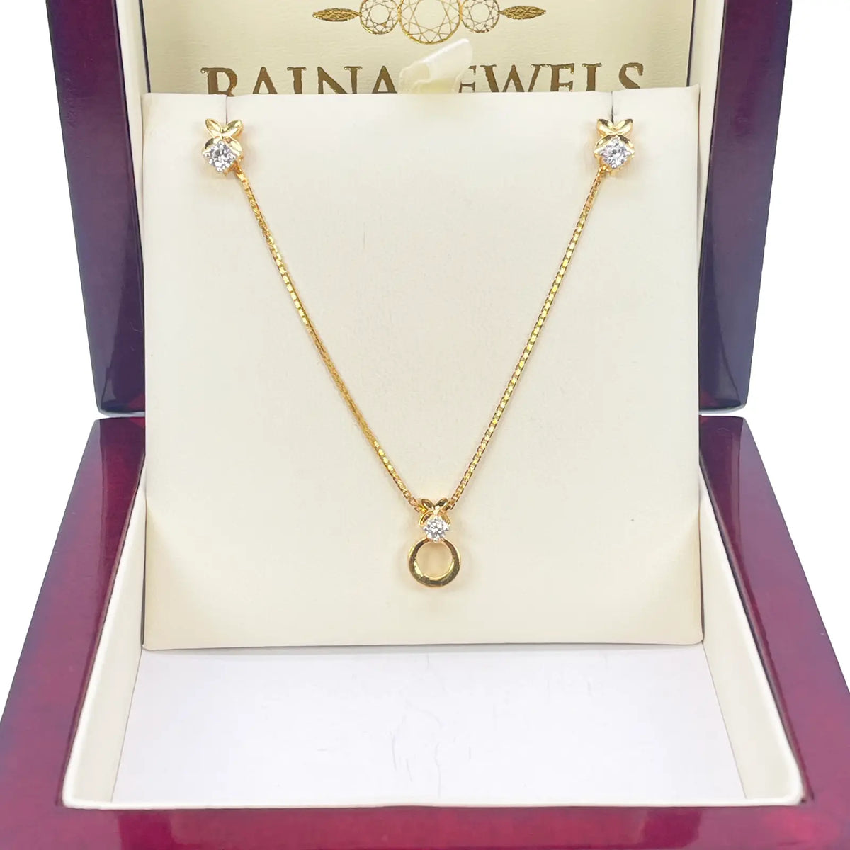 22ct Yellow Gold Floral Design 16.5 inch Necklace & Matching Stud Earrings Set 