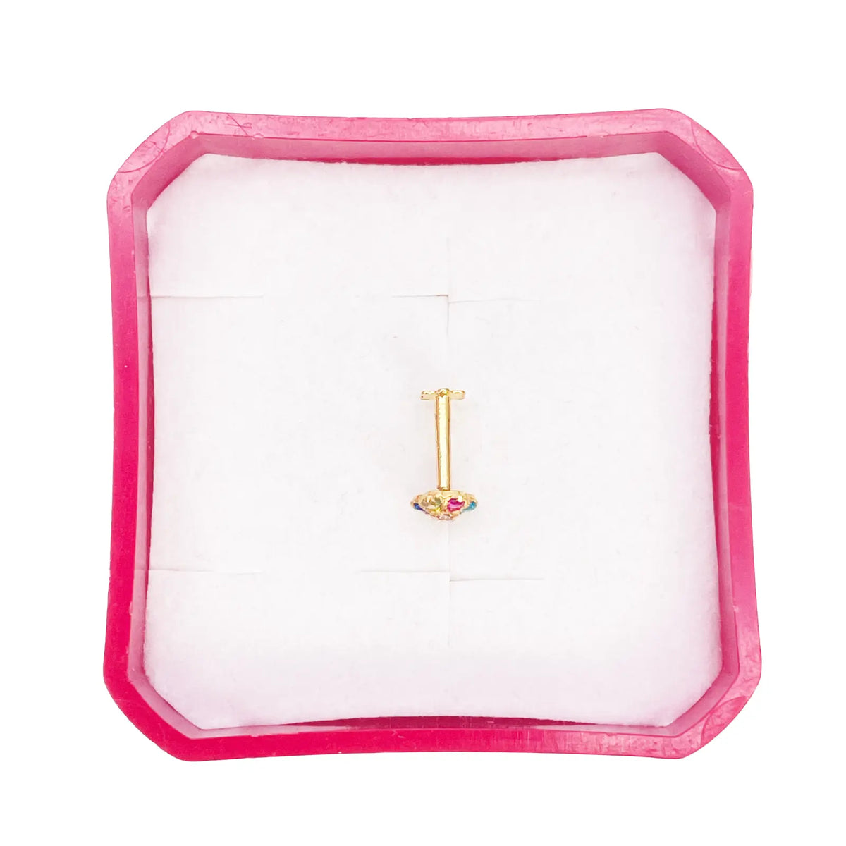 22ct Yellow Gold Floral Multicolour Stone Nose Pin/Stud 4 mm Width 