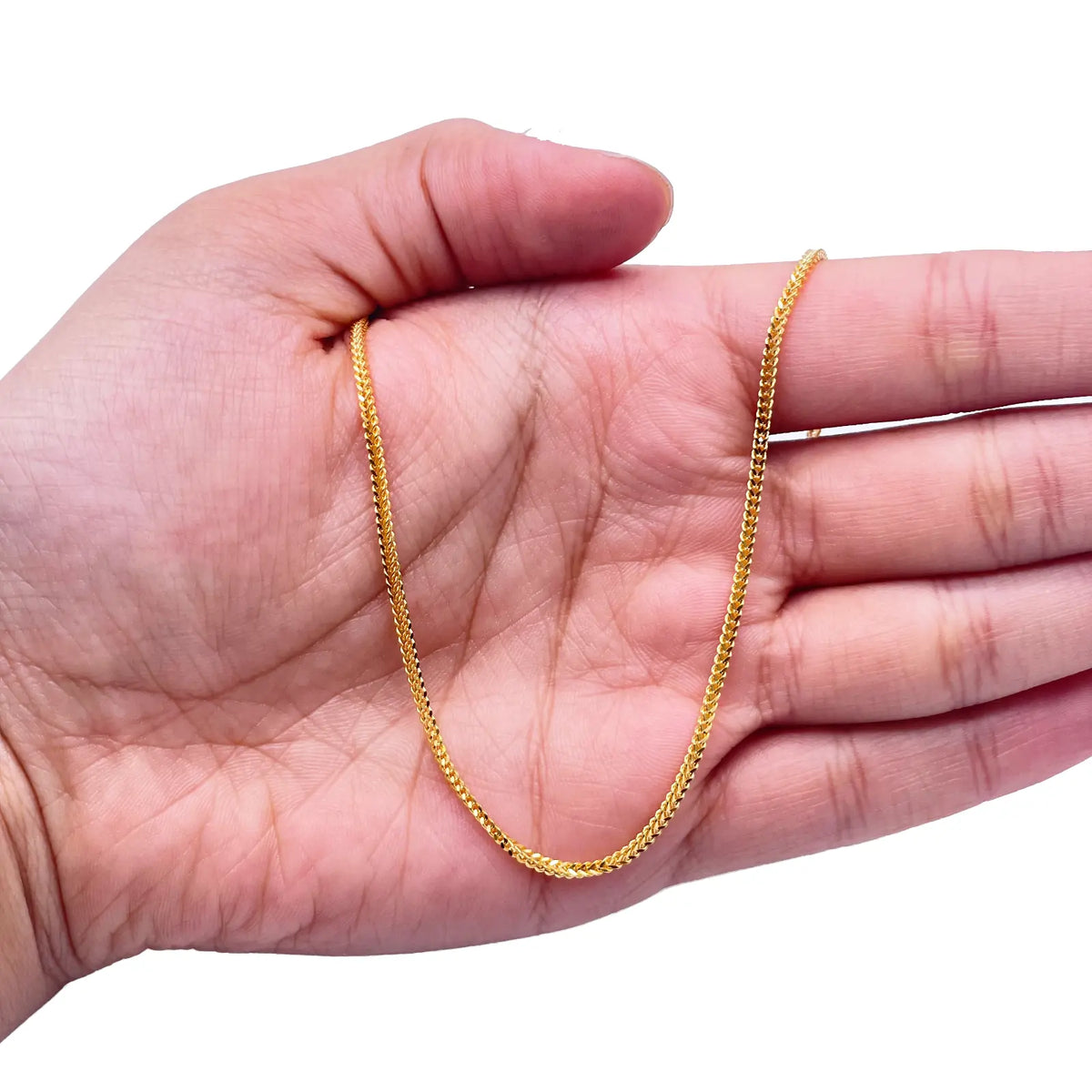 22ct Yellow Gold Foxtail Chain Necklace 16'' inches 1.6mm Width 