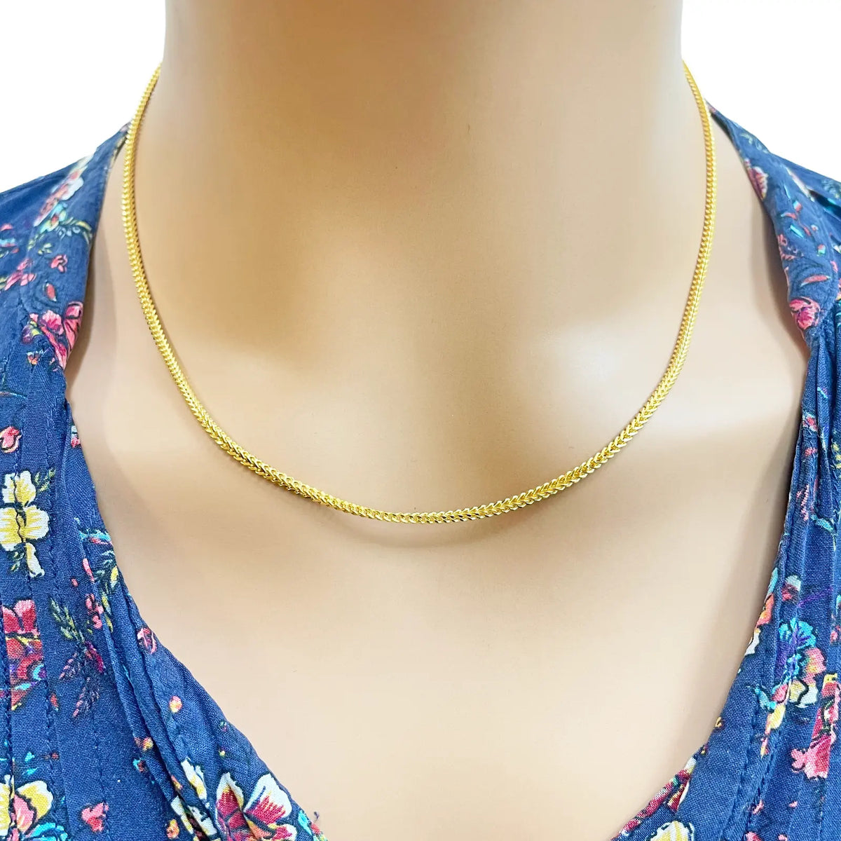 22ct Yellow Gold Foxtail Chain Necklace 18''Inches 2.0mm Width 