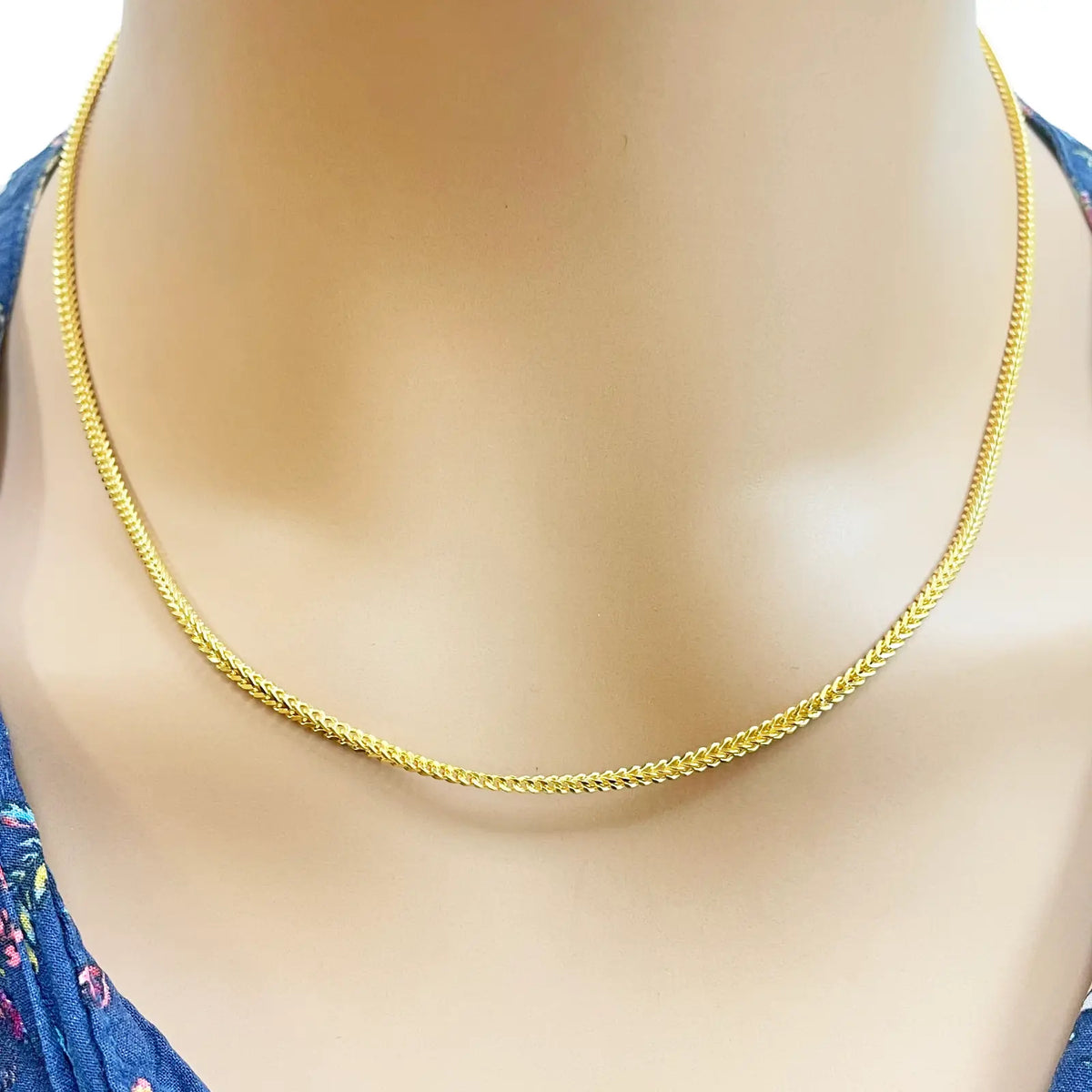 22ct Yellow Gold Foxtail Chain Necklace 18''Inches 2.0mm Width 