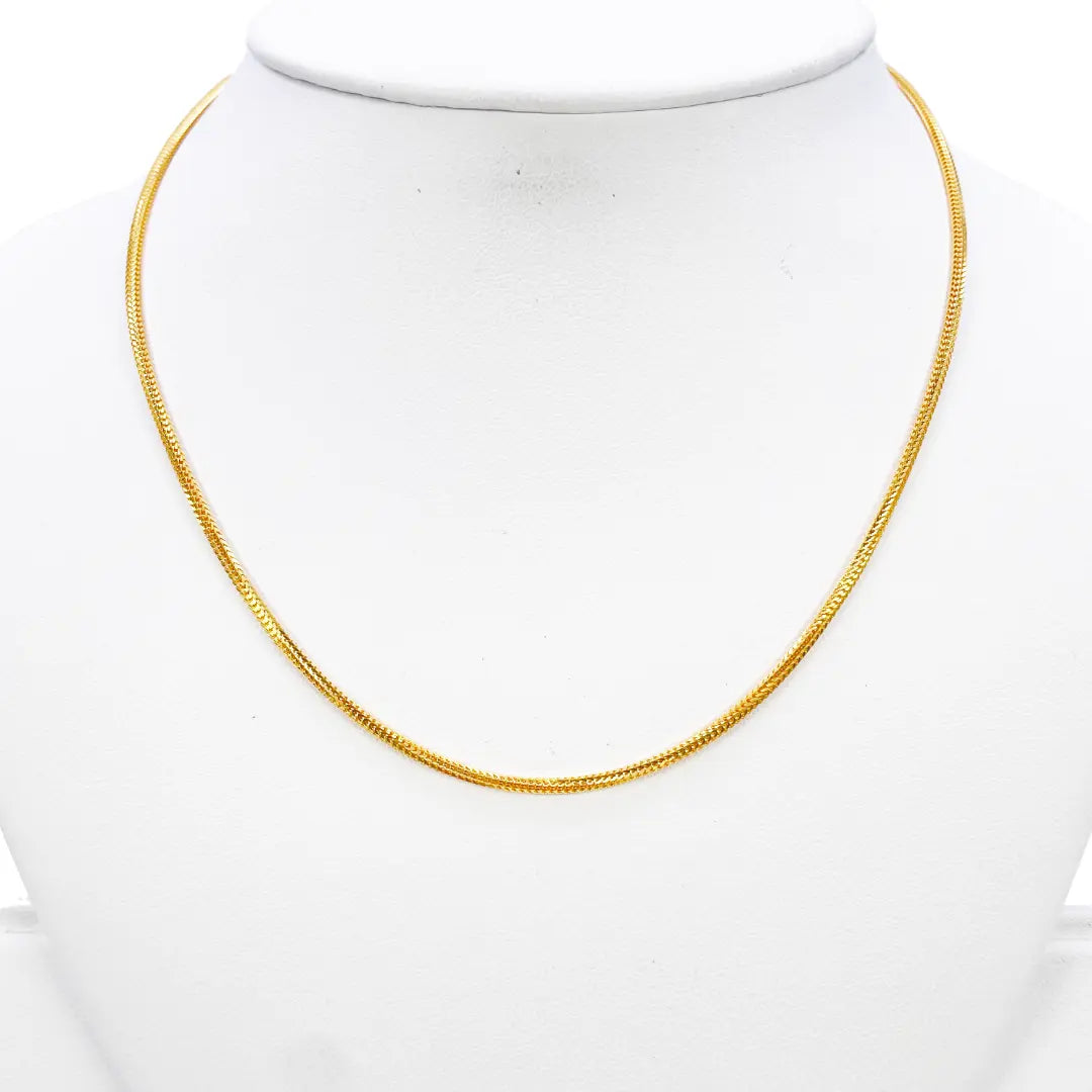 22ct Yellow Gold Foxtail Dragon Chain Necklace 16 Inches 1.8mm Width 