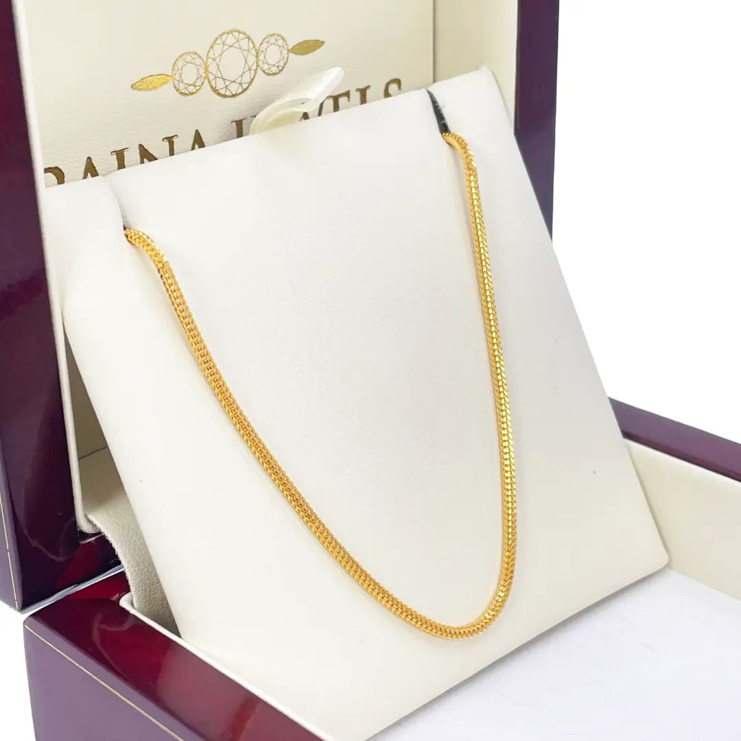 22ct Yellow Gold Foxtail Dragon Chain Necklace 16 Inches 1.8mm Width 