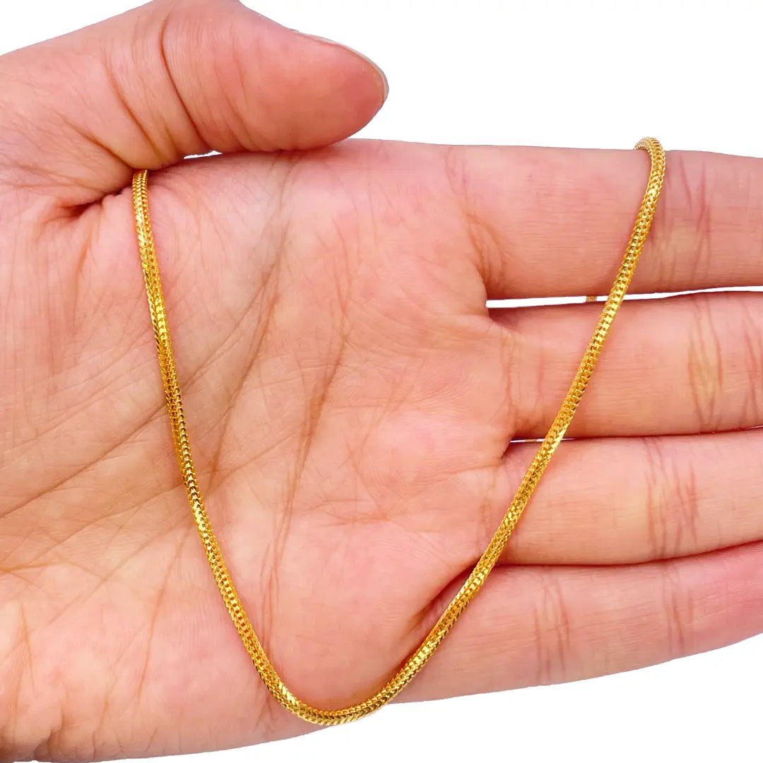 22ct Yellow Gold Foxtail Dragon Chain Necklace 16 Inches 1.8mm Width 