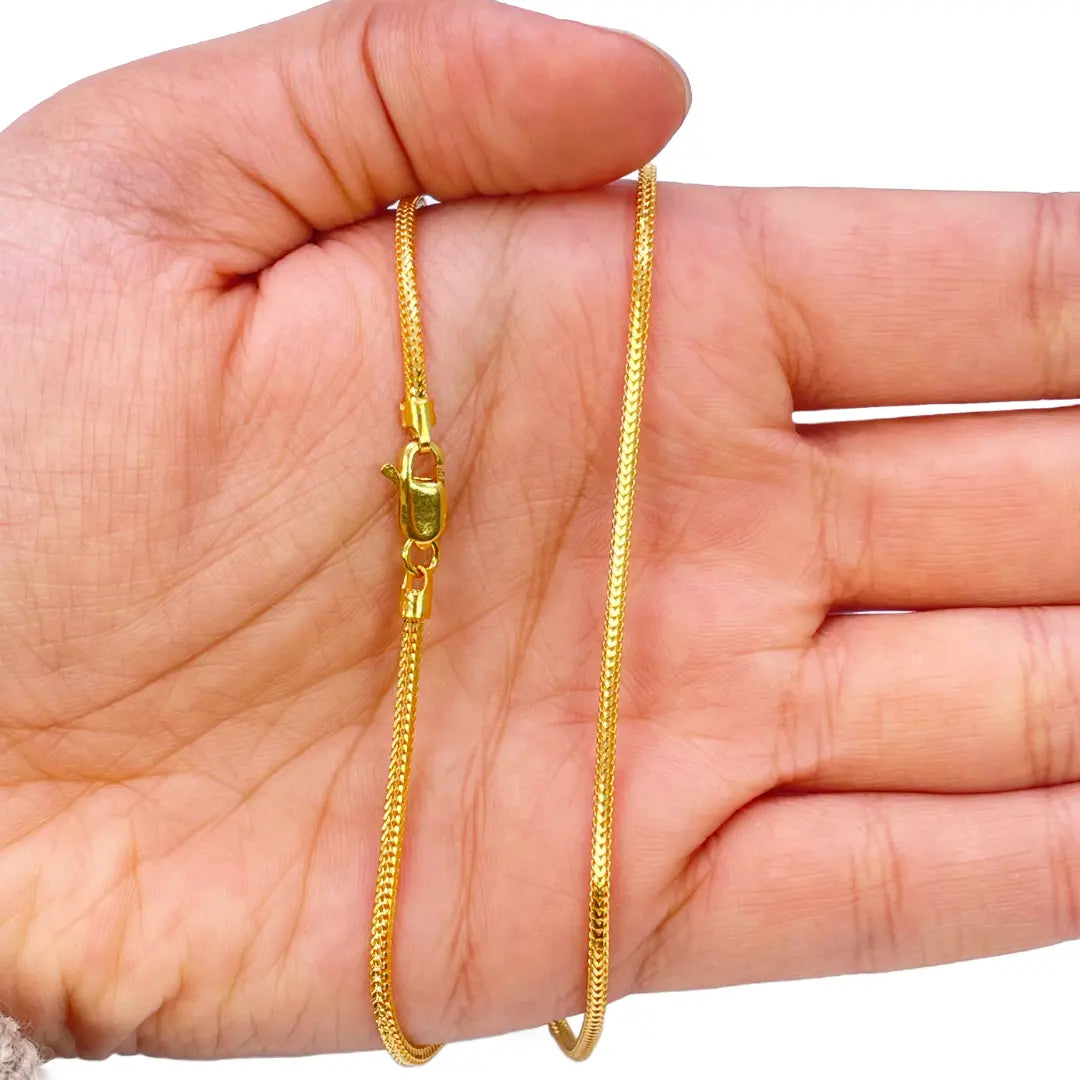22ct Yellow Gold Foxtail Dragon Chain Necklace 16 Inches 1.8mm Width 