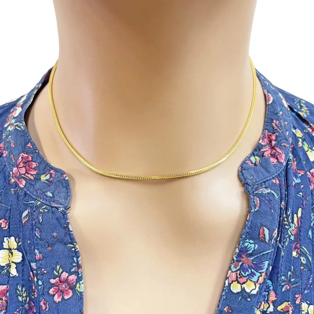 22ct Yellow Gold Foxtail Dragon Chain Necklace 16 Inches 1.8mm Width 