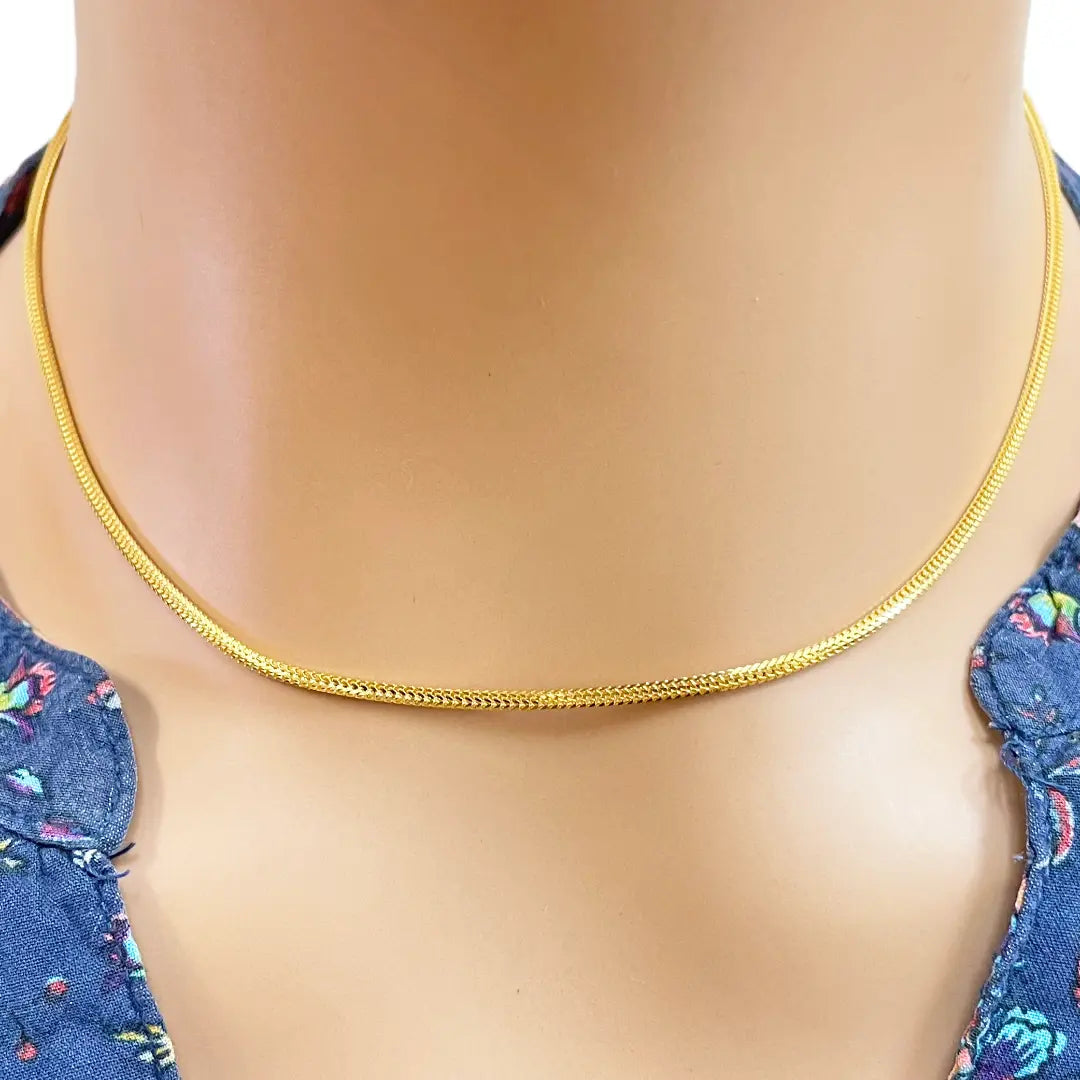 22ct Yellow Gold Foxtail Dragon Chain Necklace 16 Inches 1.8mm Width 