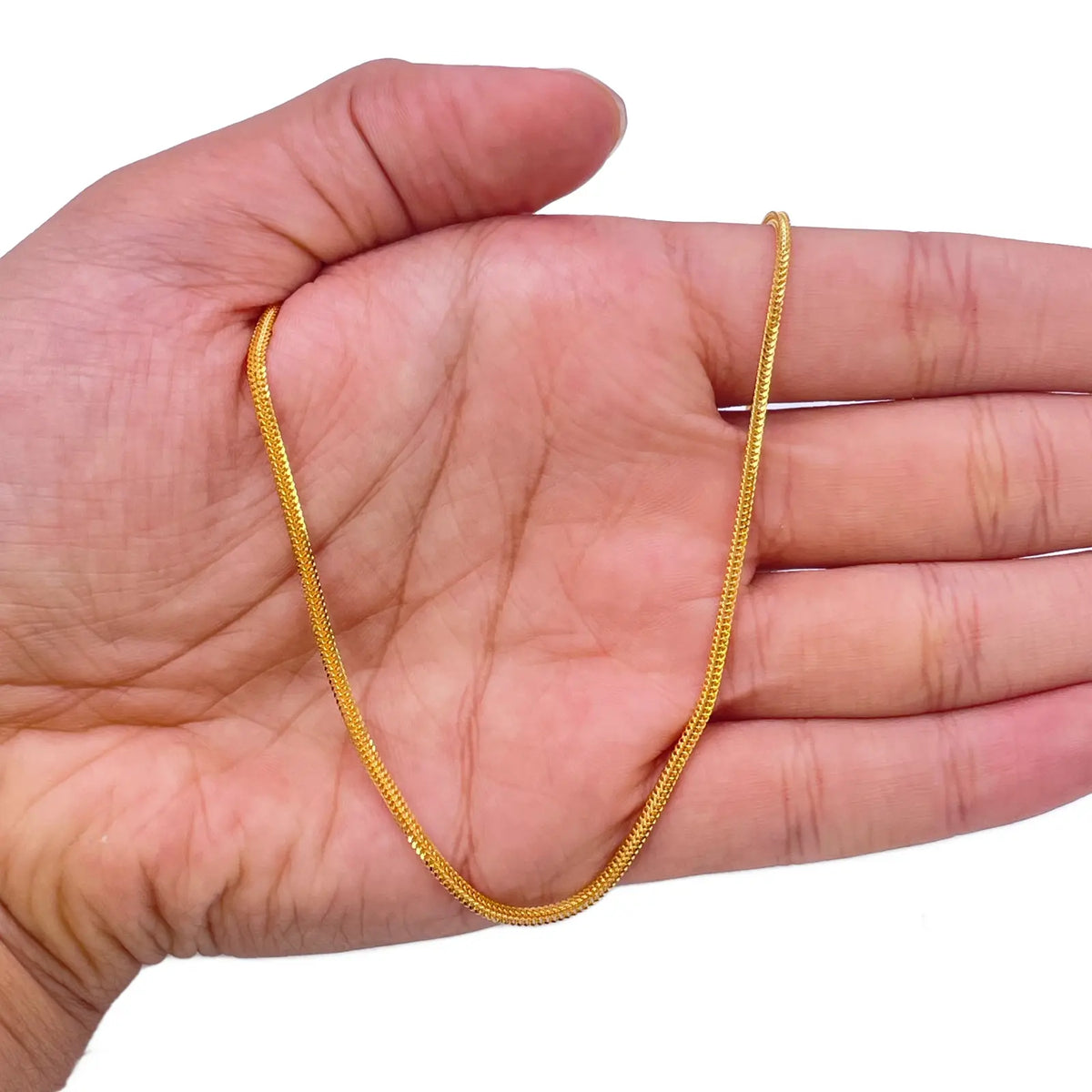 22ct Yellow Gold Foxtail Dragon Chain Necklace 18 Inches 1.5mm Width 