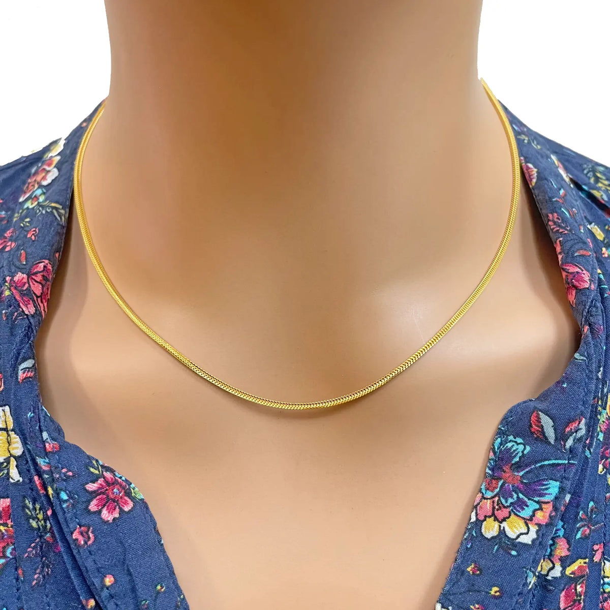 22ct Yellow Gold Foxtail Dragon Chain Necklace 18 Inches 1.5mm Width 