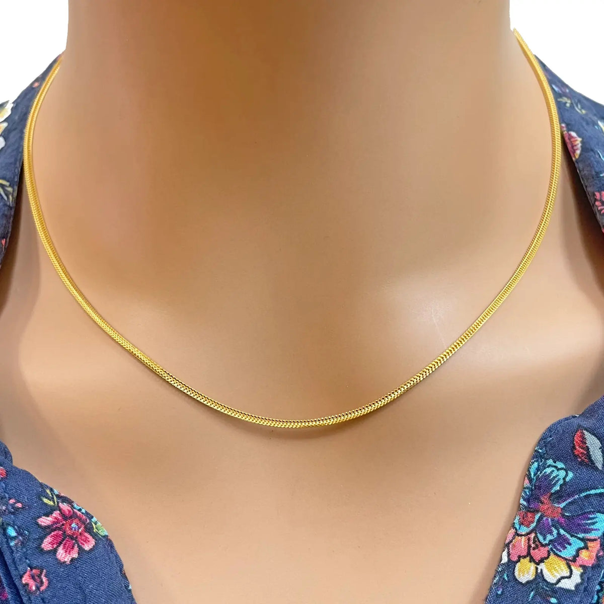 22ct Yellow Gold Foxtail Dragon Chain Necklace 18 Inches 1.5mm Width 