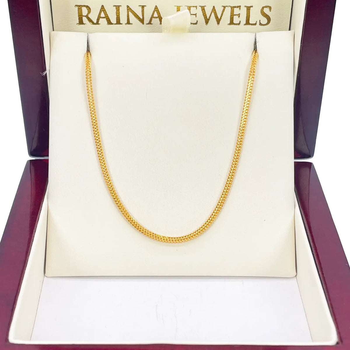 22ct Yellow Gold Foxtail Dragon Chain Necklace 18 Inches 2mm Width 