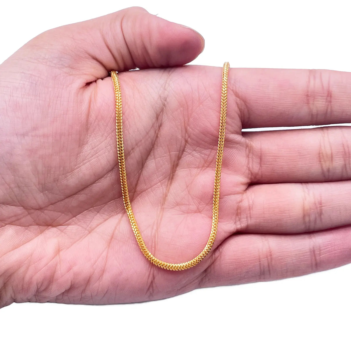 22ct Yellow Gold Foxtail Dragon Chain Necklace 18''inches 1.7mm Width 
