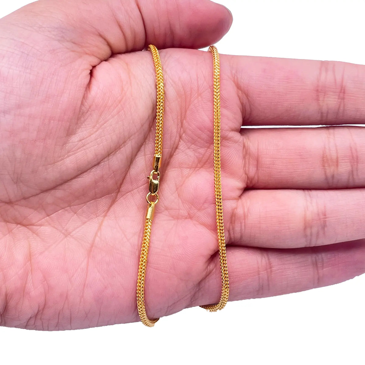 22ct Yellow Gold Foxtail Dragon Chain Necklace 18''inches 1.7mm Width 