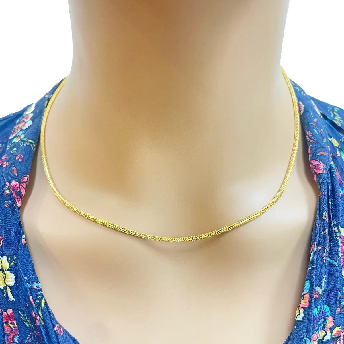 22ct Yellow Gold Foxtail Dragon Chain Necklace 18''inches 1.7mm Width 