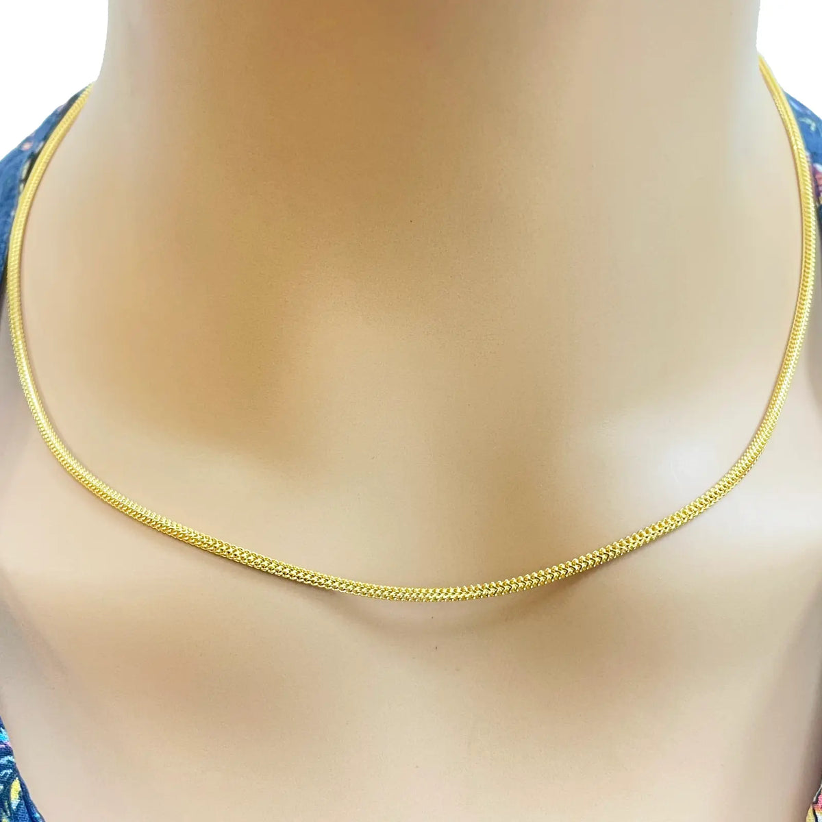 22ct Yellow Gold Foxtail Dragon Chain Necklace 18''inches 1.7mm Width 