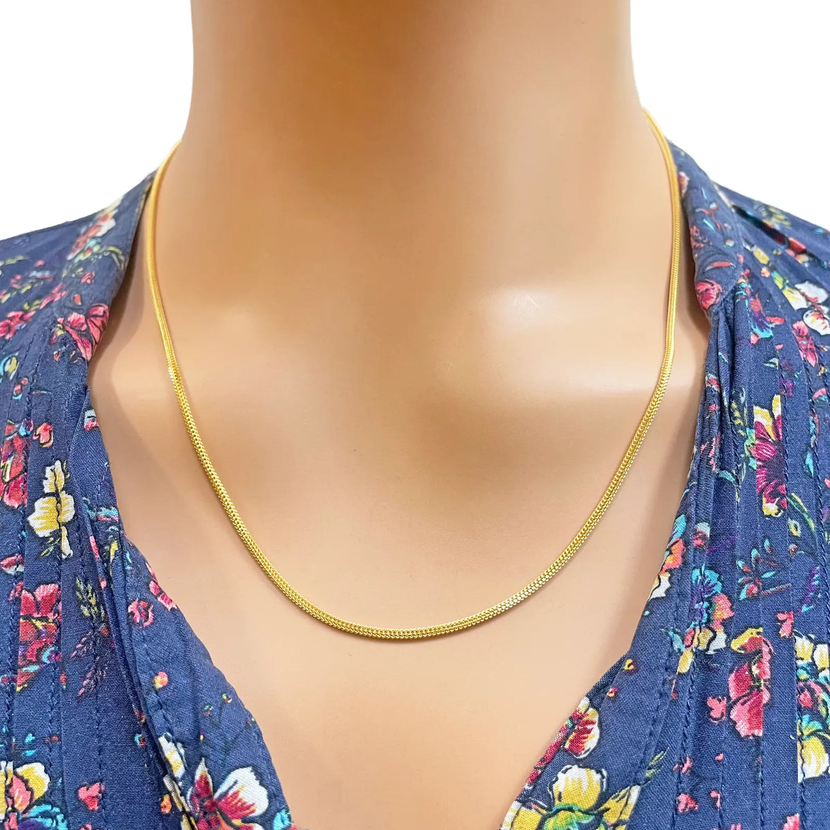 22ct Yellow Gold Foxtail Dragon Chain Necklace 20''inches 1.5mm Width 