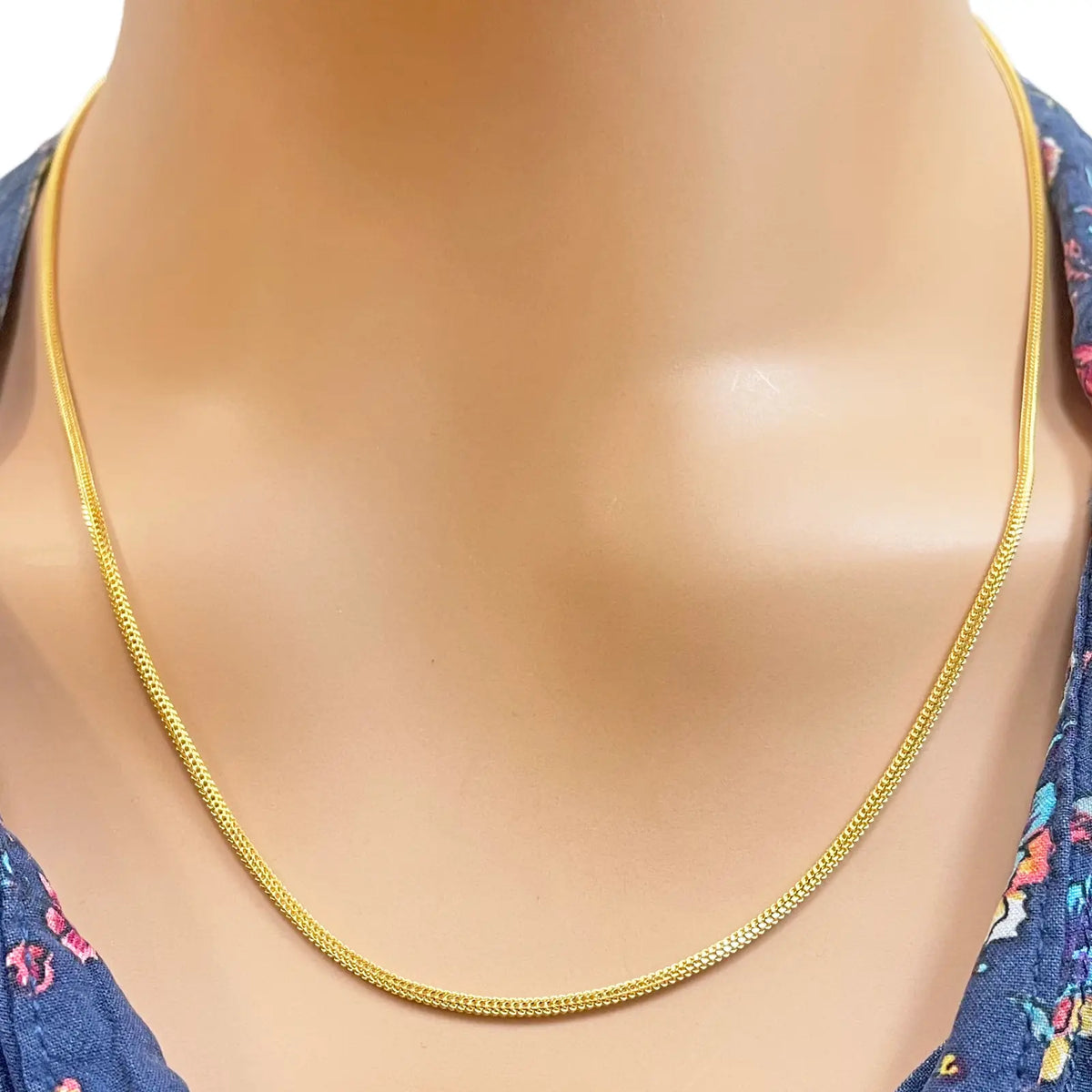 22ct Yellow Gold Foxtail Dragon Chain Necklace 20''inches 1.5mm Width 