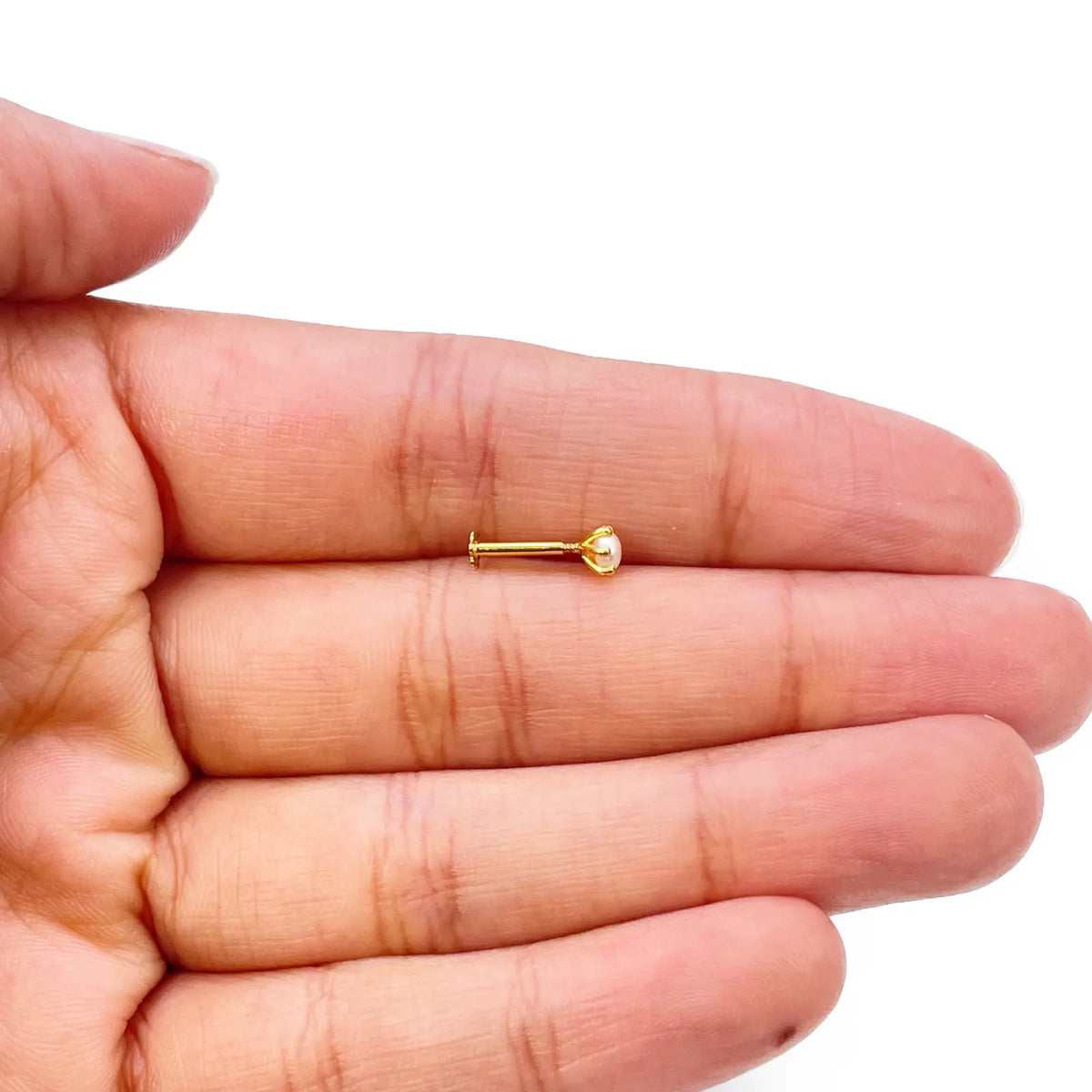 22ct Yellow Gold Freshwater Pearl Claw Single Nose Stud 3.5mm 