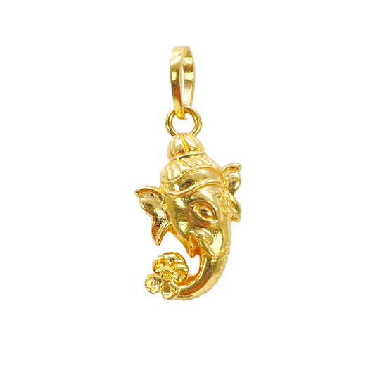 22ct Yellow Gold Ganesha Face Pendant Charm, High Polish Hindu God Head Design  Gold Pendant