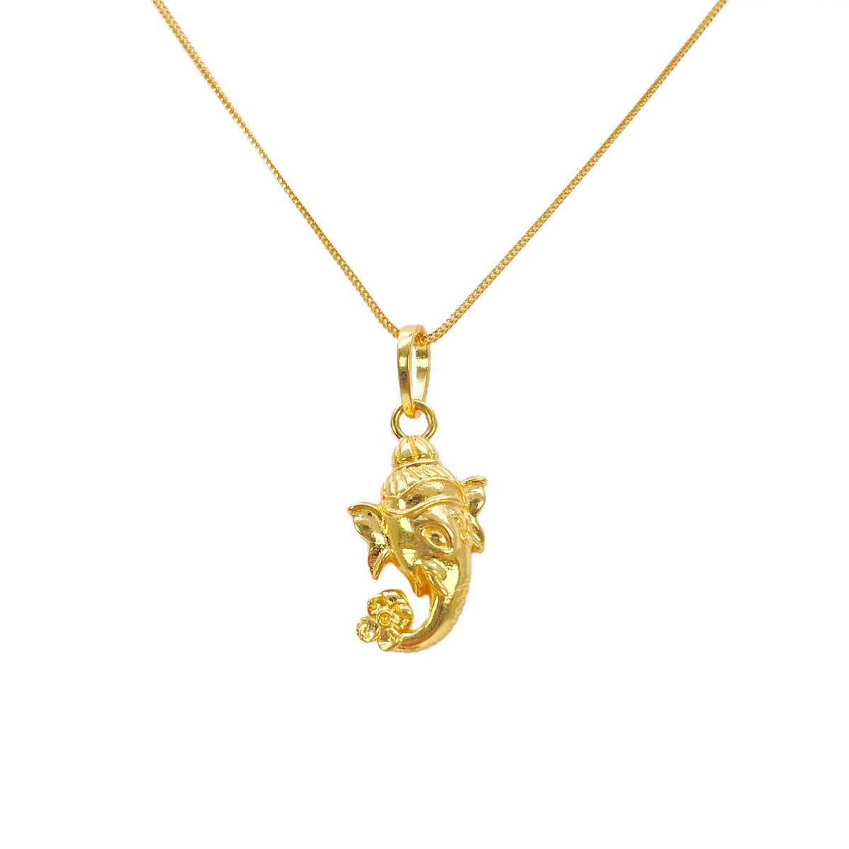 22ct Yellow Gold Ganesha Face Pendant Charm, High Polish Hindu God Head Design  Gold Pendant