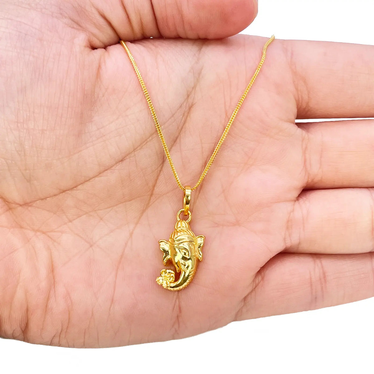 22ct Yellow Gold Ganesha Face Pendant Charm, High Polish Hindu God Head Design  Gold Pendant
