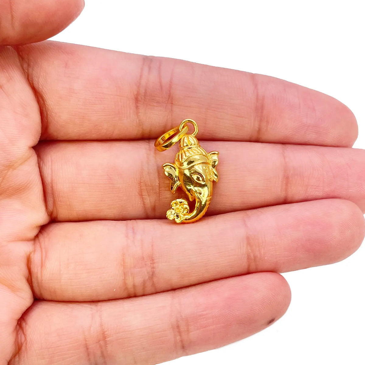 22ct Yellow Gold Ganesha Face Pendant Charm, High Polish Hindu God Head Design  Gold Pendant