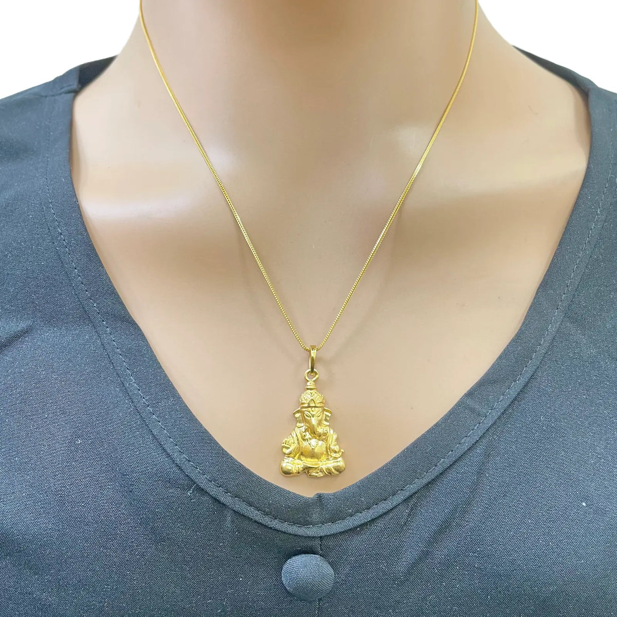 22ct Yellow Gold Ganesha Pendant ? High Polish Fine Gold, 25 x 15.5mm  Gold Pendant
