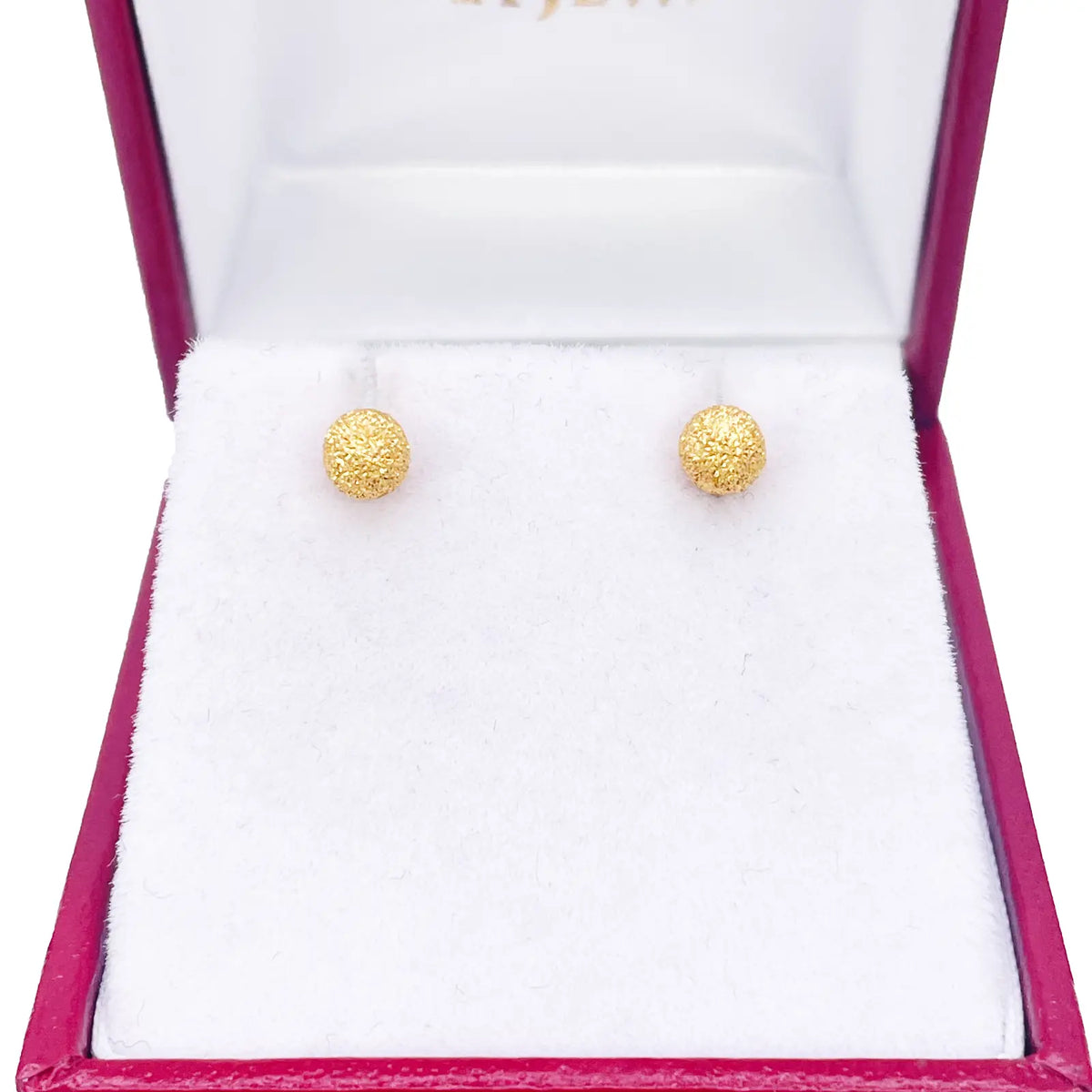 22ct Yellow Gold Glitter Ball Round Stud Earrings 4mm 