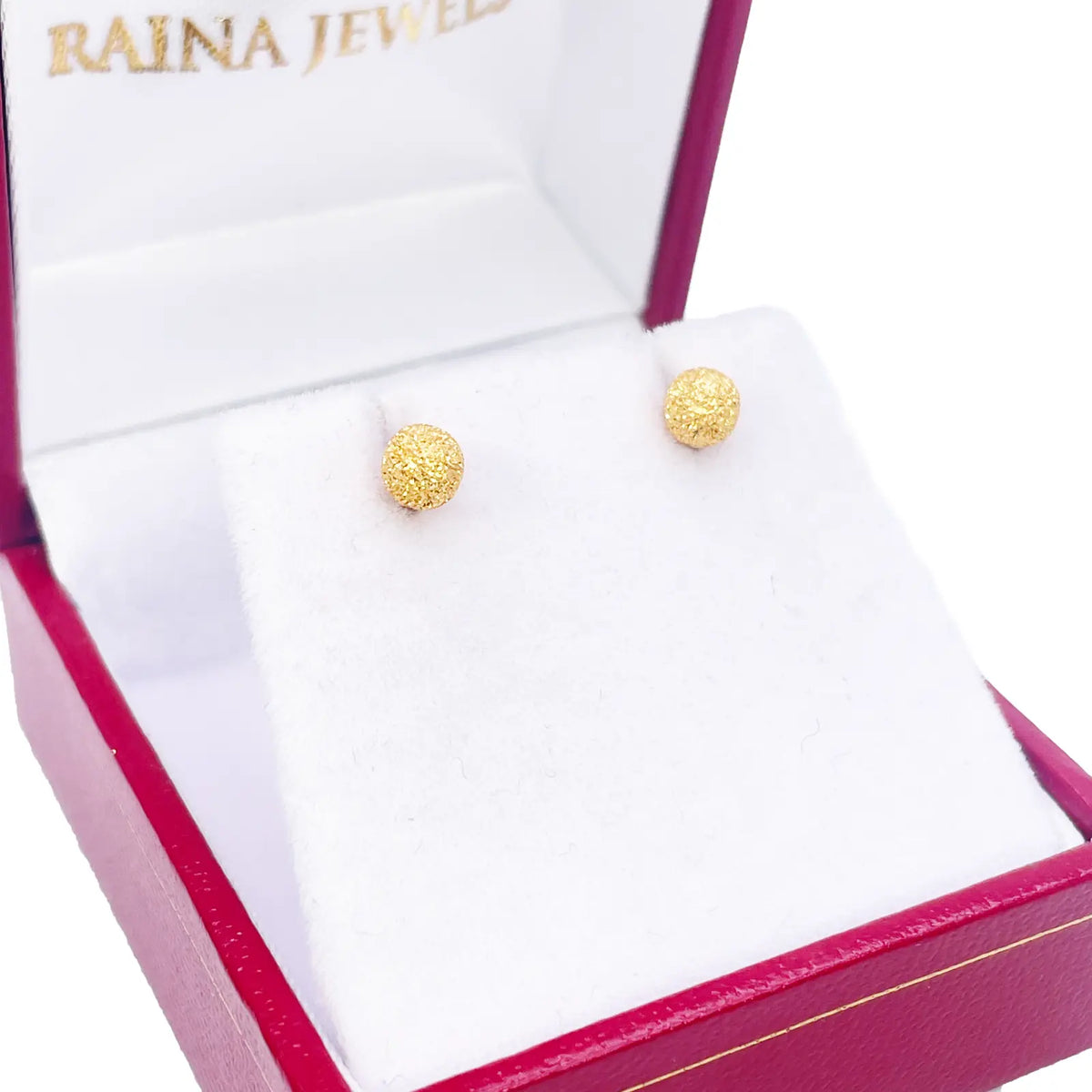 22ct Yellow Gold Glitter Ball Round Stud Earrings 4mm 