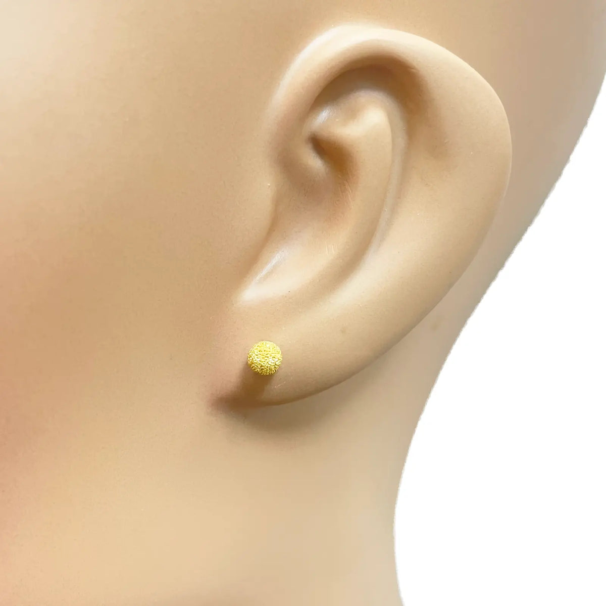 22ct Yellow Gold Glitter Ball Round Stud Earrings 4mm 