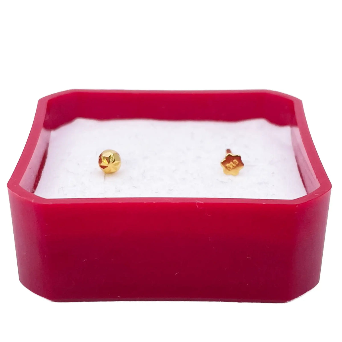 22ct Yellow Gold Gold Diamond Cut Flower Design Single Nose Stud/Pin 2.7mm Width 