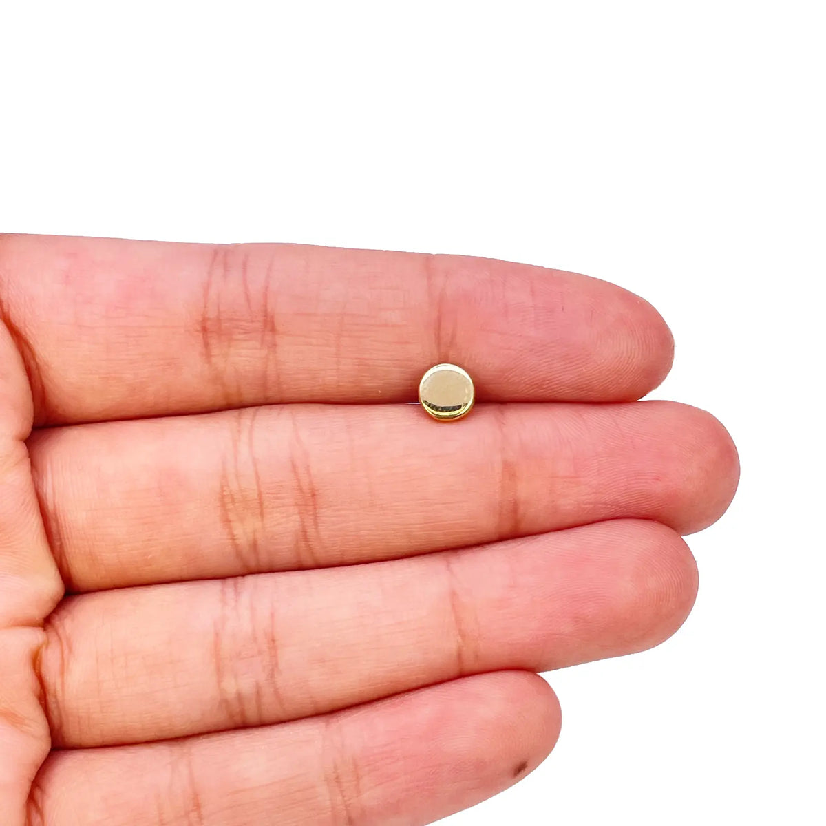 22ct Yellow Gold Handmade Unisex Flat Disk Tragus/Cartilage Single Stud Earring 