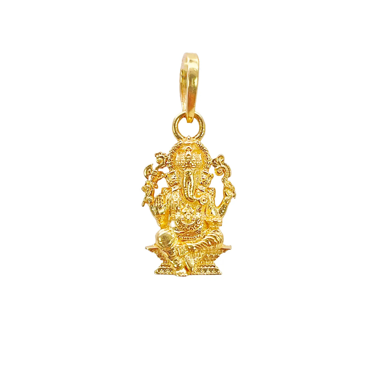 22ct Yellow Gold High Polish Ganesha Pendant 17.6x10mm  Necklace