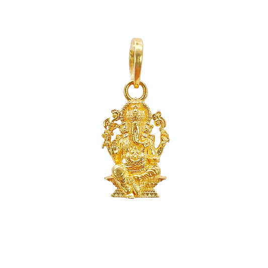 22ct Yellow Gold High Polish Ganesha Pendant 17.6x10mm  Necklace