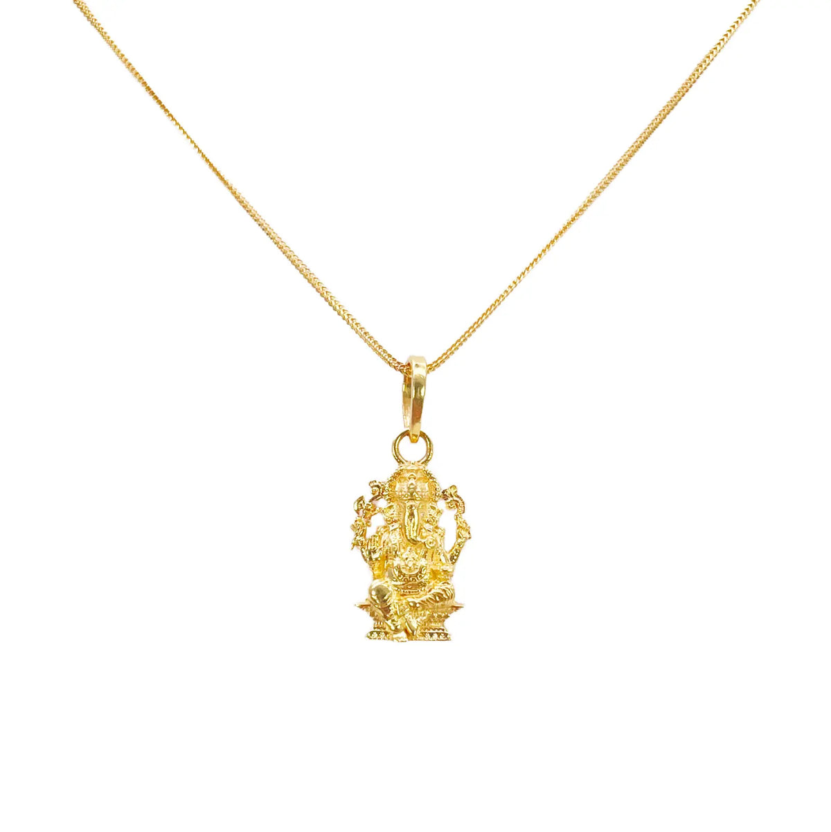 22ct Yellow Gold High Polish Ganesha Pendant 17.6x10mm  Necklace