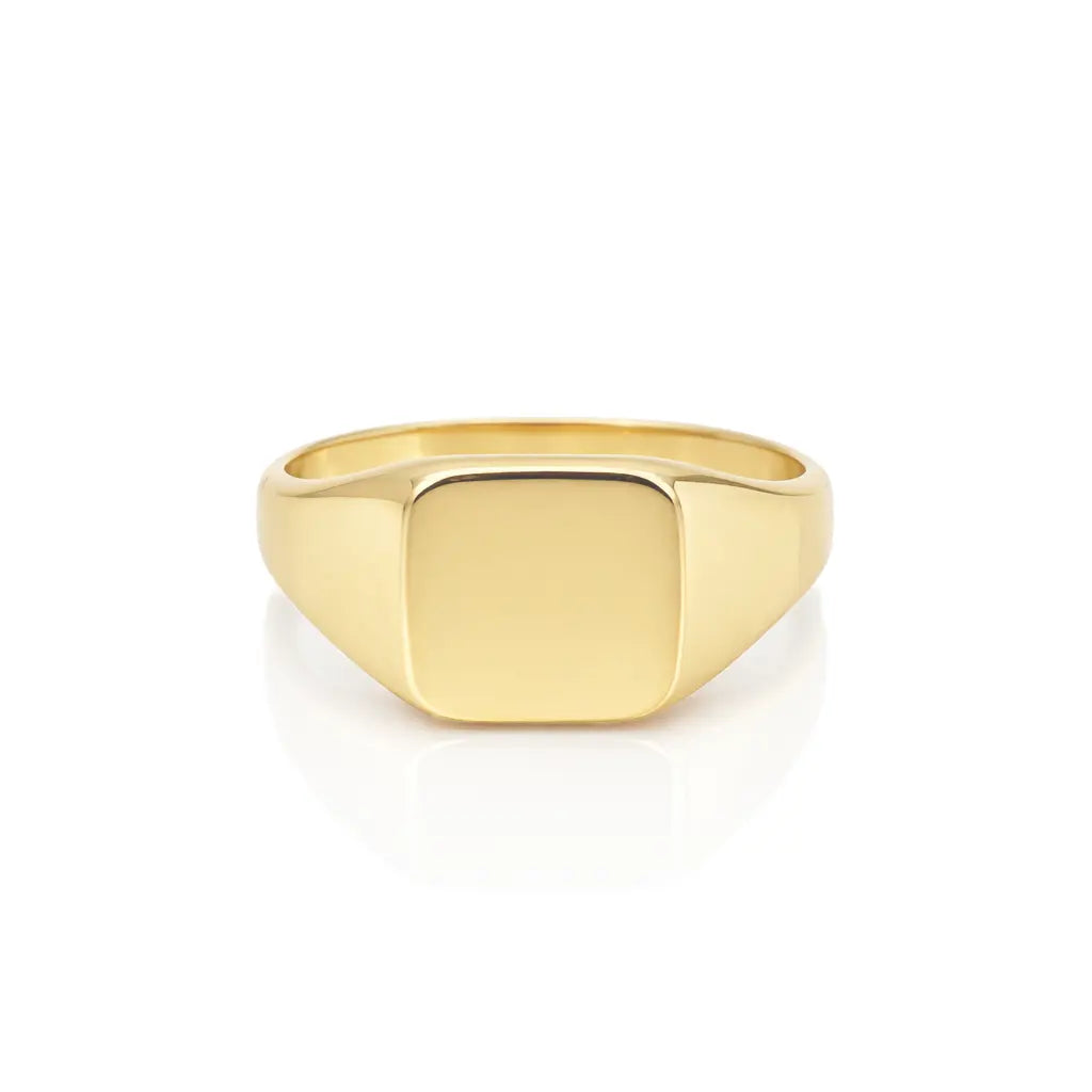 22ct Yellow Gold High Polish Plain Square Signet Ring ? Size S 1/2 