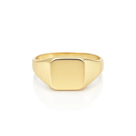 22ct Yellow Gold High Polish Plain Square Signet Ring ? Size S 1/2 
