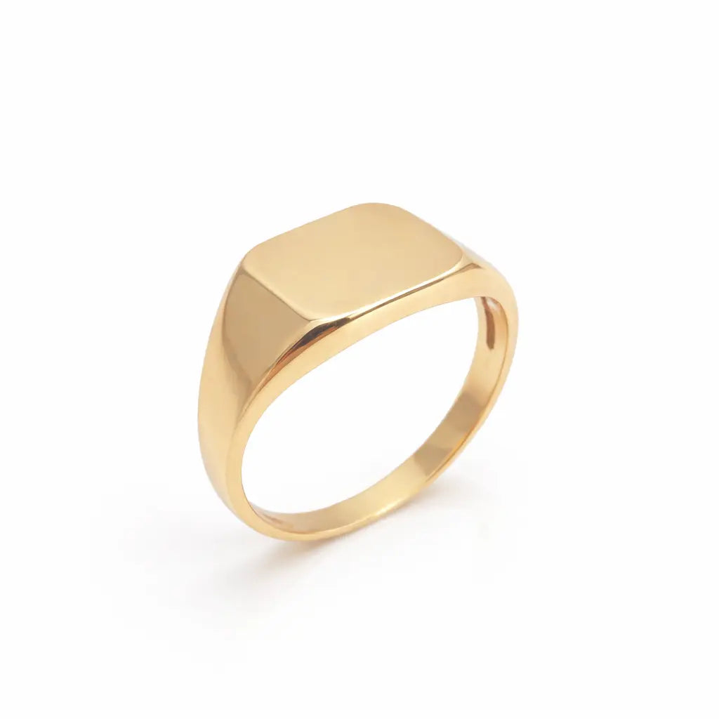 22ct Yellow Gold High Polish Plain Square Signet Ring ? Size S 1/2 