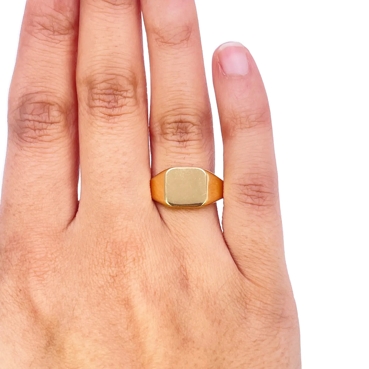 22ct Yellow Gold High Polish Plain Square Signet Ring ? Size S 1/2 