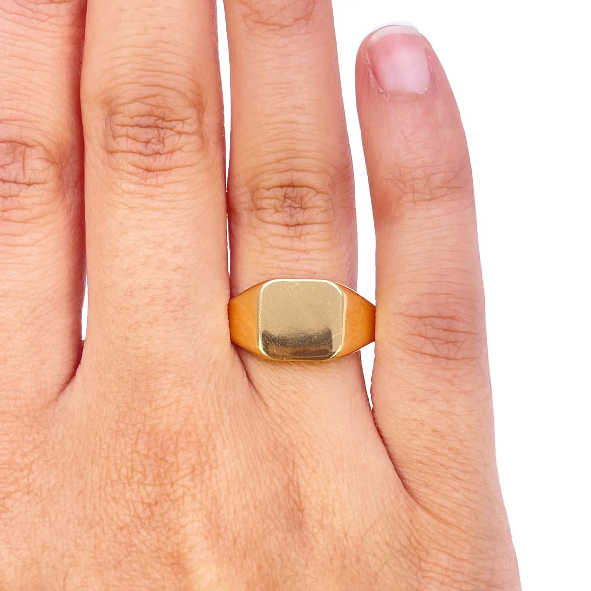 22ct Yellow Gold High Polish Plain Square Signet Ring ? Size S 1/2 