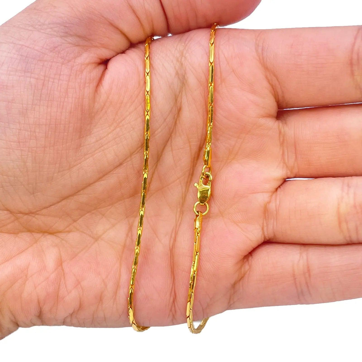 22ct Yellow Gold High Polished Bar Link Chain Necklace 18 inches 1.4mm Width  Chains