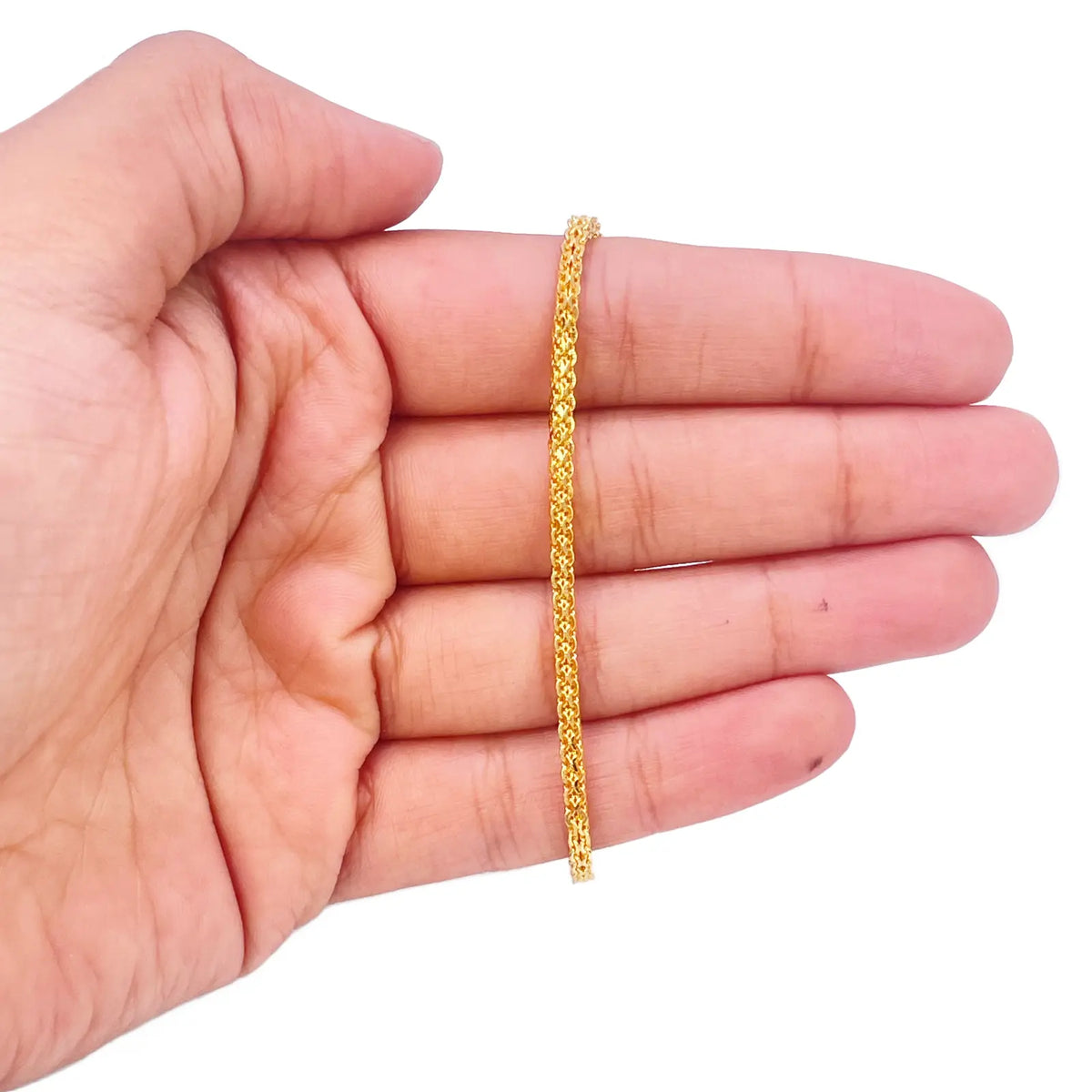 22ct Yellow Gold High Polished Chain Link Bracelet 7'' inches 2.3mm Wide 