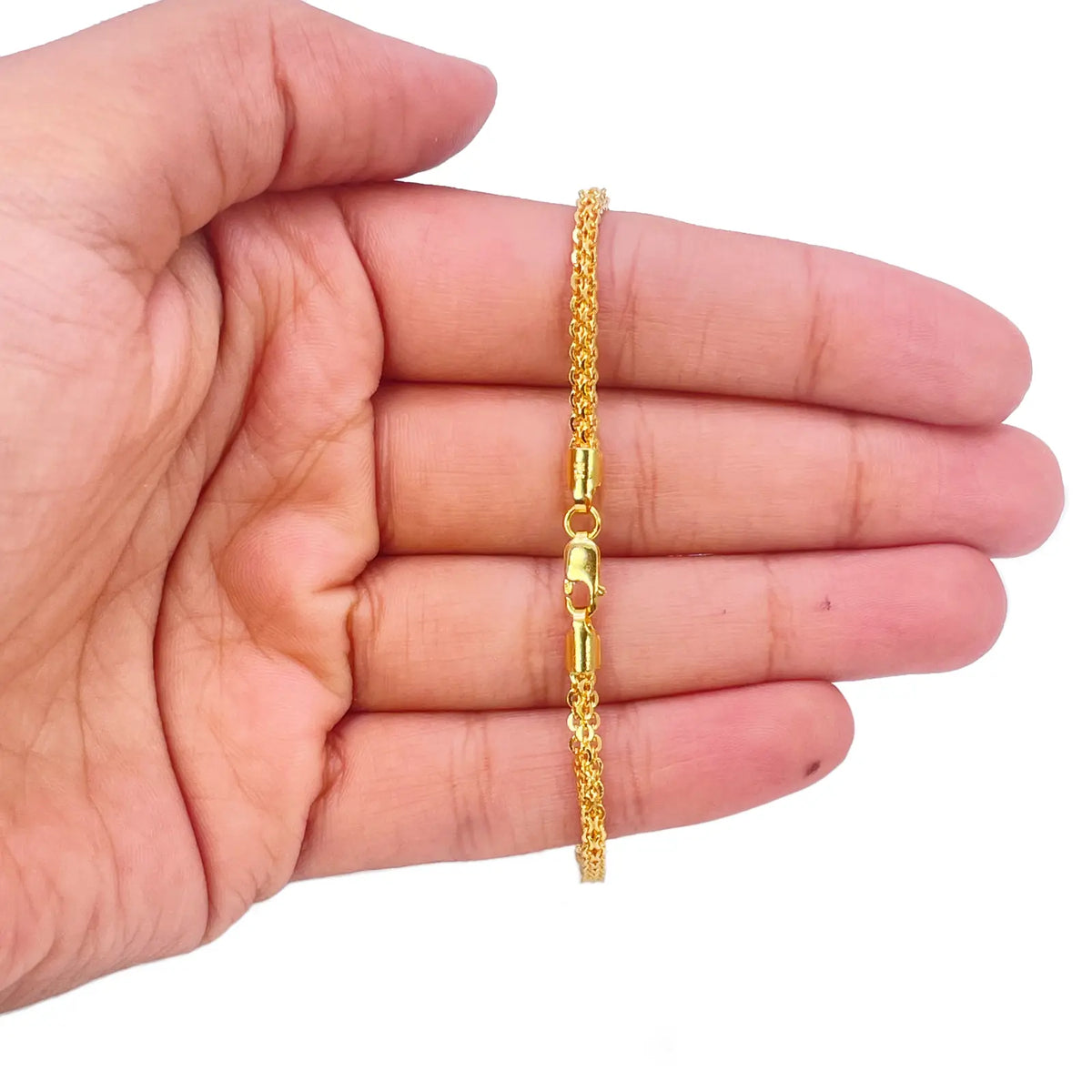22ct Yellow Gold High Polished Chain Link Bracelet 7'' inches 2.3mm Wide 