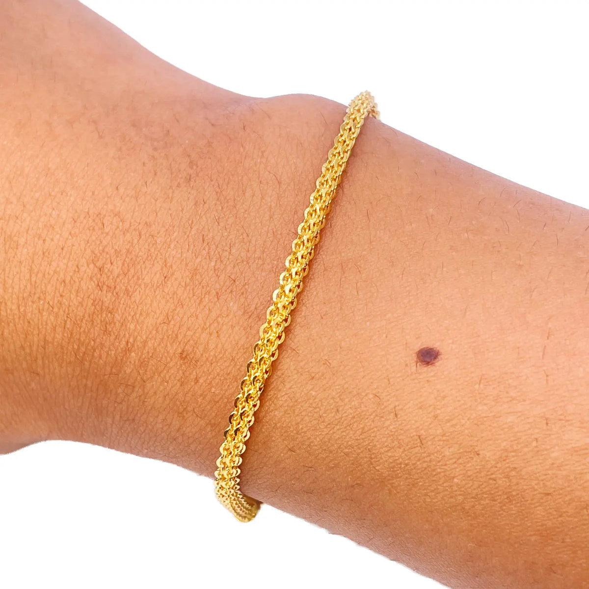 22ct Yellow Gold High Polished Chain Link Bracelet 7'' inches 2.3mm Wide 