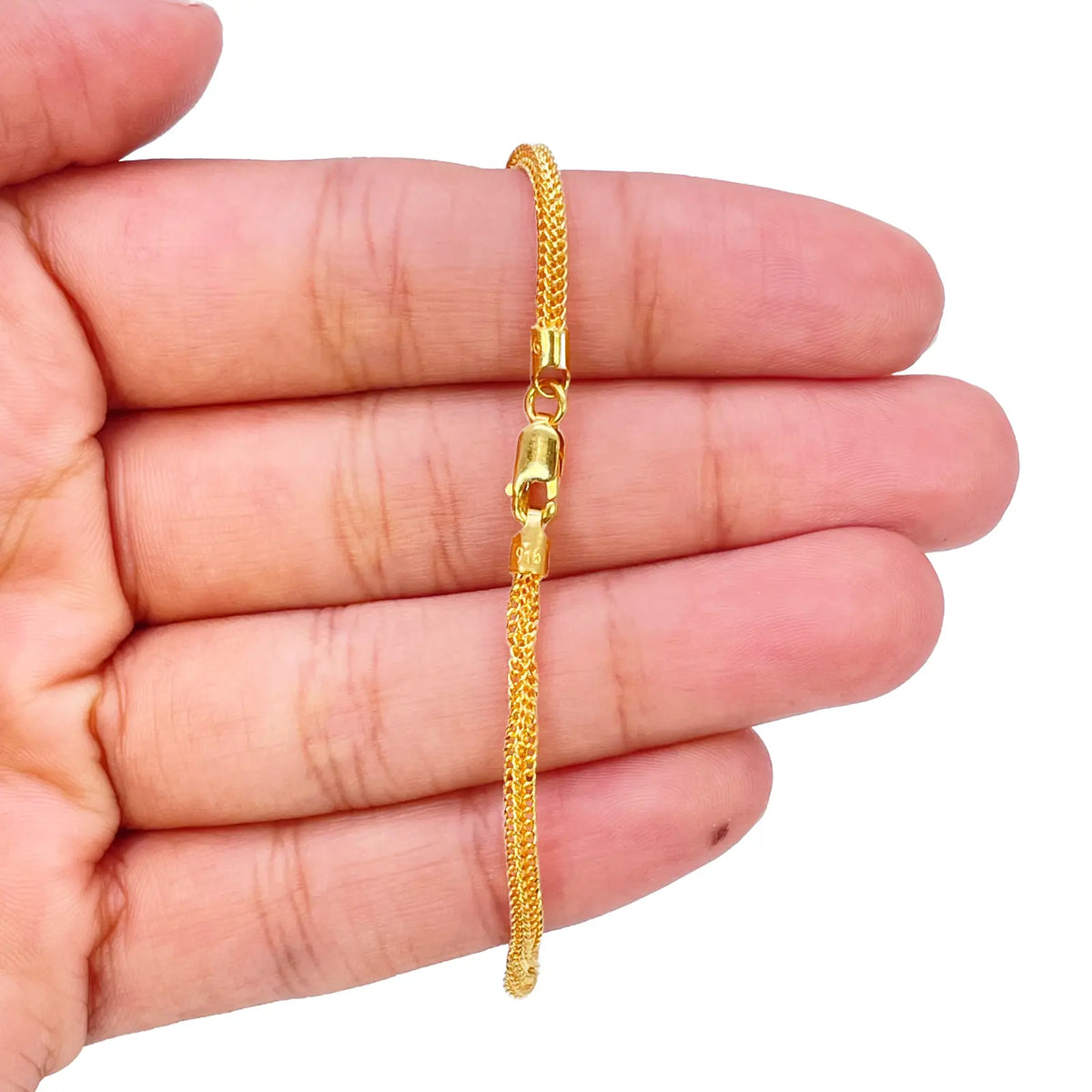 22ct Yellow Gold High Polished Chain Twisted Bracelet 6.5'' inches 2.3mm Wide 