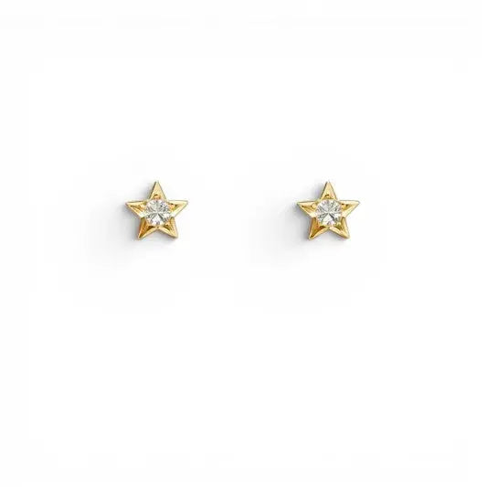 22ct Yellow Gold High Polished Cubic Zirconia Small Star Children's Earrings 4mm Width  Children's gold earring