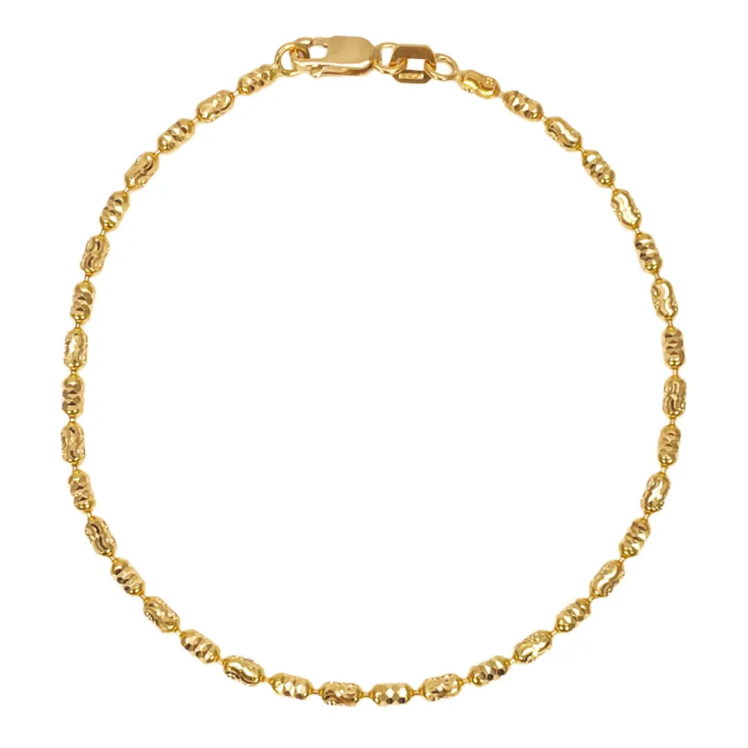22ct Yellow Gold High Polished Diamond Cut Beaded Link Bracelet 7 Inches 
